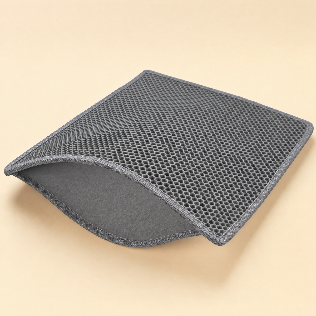 Tapis de litière double épaisseur gris, vue studio