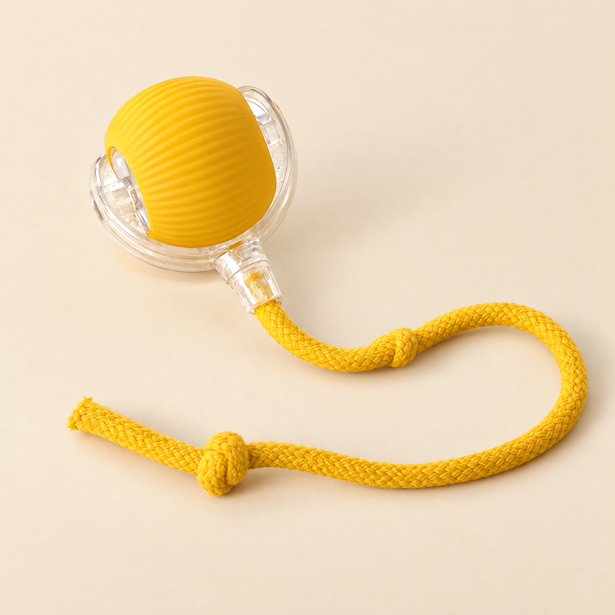 Balle électrique pour chat, modèle Avec corde, jaune