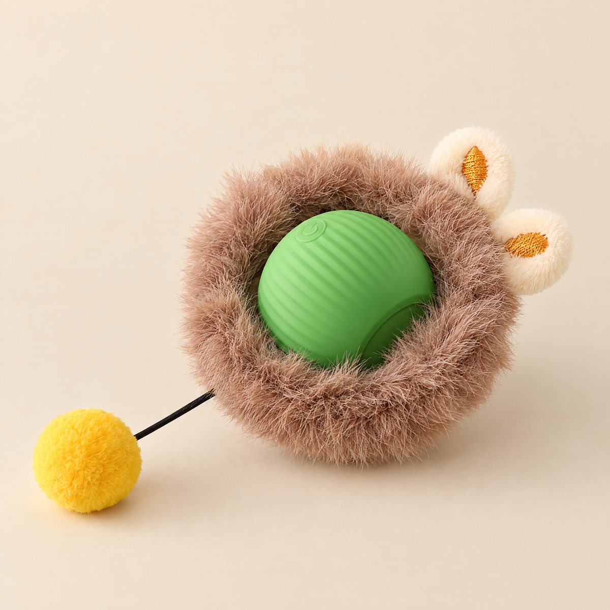 Balle électrique pour chat, modèle Nid en peluche, vert