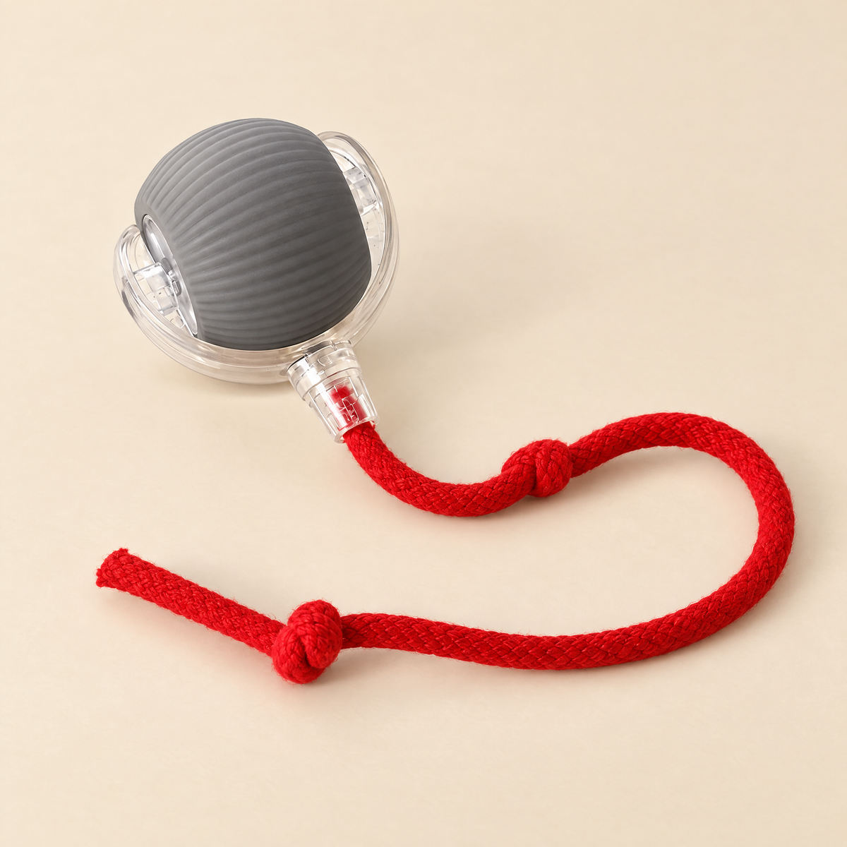 Balle électrique pour chat, modèle Avec corde, gris et rouge