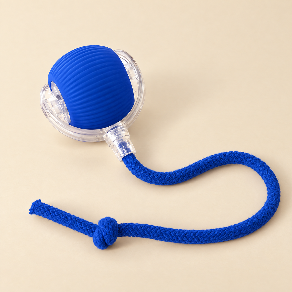 Balle électrique pour chat, modèle Avec corde, bleu